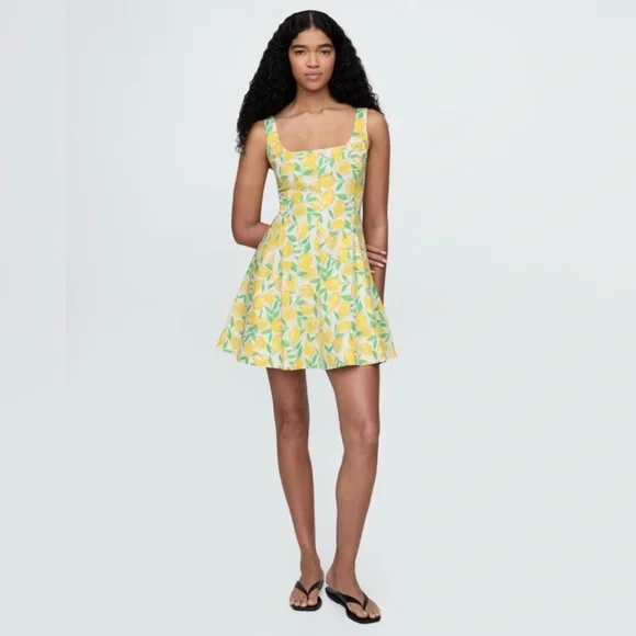 gathered bust linen mini dress Annette Linen Mini Dress - Gold